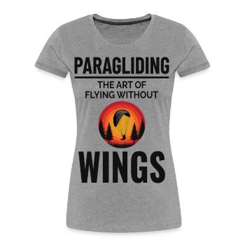 Parapente Pilote Parapente Thermiques Extérieur - T-shirt bio Premium Femme - gris chiné - Devant - Mia (176cm)