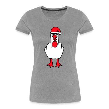 Seagull Middle Finger Fuck You Angry Christmas - Women's Premium Organic T-Shirt - heather grey - Front - Mia (176cm)