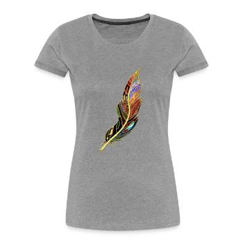 Feder - Frauen Premium Bio T-Shirt - Grau meliert - Vorne - Mia (176cm)