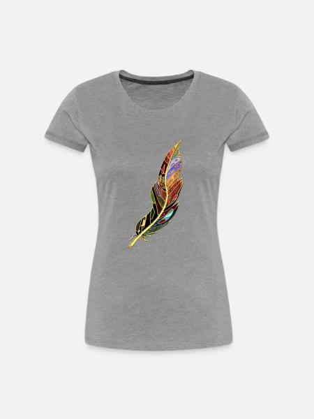 Feder - Frauen Premium Bio T-Shirt - Grau meliert