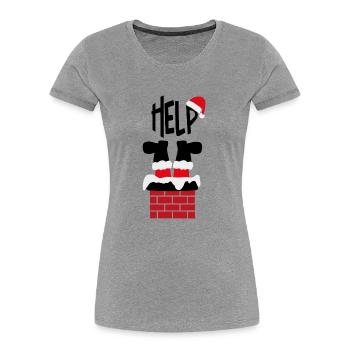 Père Noël - HELP - T-shirt bio Premium Femme - gris chiné - Devant - Mia (176cm)