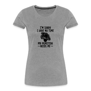 Monstera Liebhaber | Zimmerpflanzen Geschenkideen - Frauen Premium Bio T-Shirt - Grau meliert - Vorne - Mia (176cm)