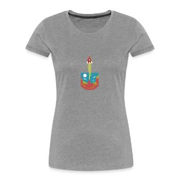 Rakete in der Tasche Astronaut Geschenk - Frauen Premium Bio T-Shirt - Grau meliert - Vorne - Mia (176cm)
