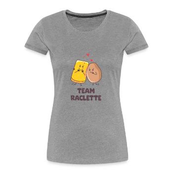 saison Raclette humour fromage patate - T-shirt bio Premium Femme - gris chiné - Devant - Mia (176cm)