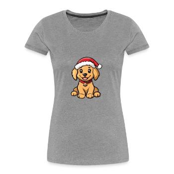 Golden Retriever Chien Noël Noël Drôle - T-shirt bio Premium Femme - gris chiné - Devant - Mia (176cm)