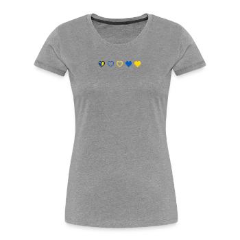Ukrainian Heartbeat - Frauen Premium Bio T-Shirt - Grau meliert - Vorne - Mia (176cm)