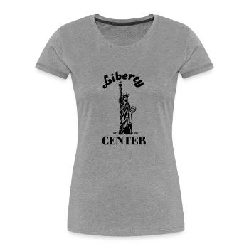 Liberty-Center 1982-1991 Diskothek Neu-Ulm - Frauen Premium Bio T-Shirt - Grau meliert - Vorne - Mia (176cm)
