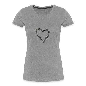 Herz - Frauen Premium Bio T-Shirt - Grau meliert - Vorne - Mia (176cm)