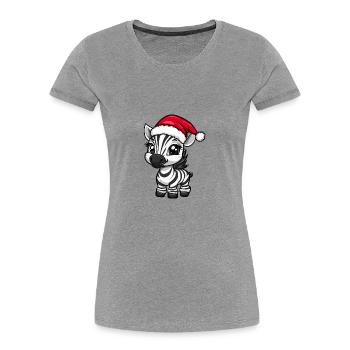 Zèbre Weihnachten Noël - T-shirt bio Premium Femme - gris chiné - Devant - Mia (176cm)