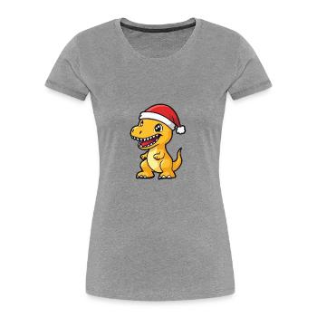 Dinosaur T-Rex Christmas Cute - Women's Premium Organic T-Shirt - heather grey - Front - Mia (176cm)
