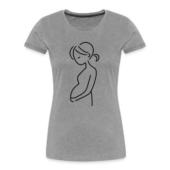 schwanger - Frauen Premium Bio T-Shirt - Grau meliert - Vorne - Mia (176cm)