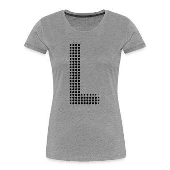 Buchstabe L – Punktmuster Initial Design - Frauen Premium Bio T-Shirt - Grau meliert - Vorne - Mia (176cm)
