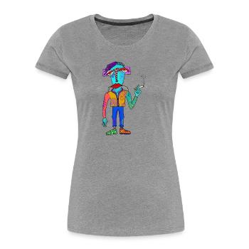 Créature cubiste colorée avec une cigarette - T-shirt bio Premium Femme - gris chiné - Devant - Mia (176cm)