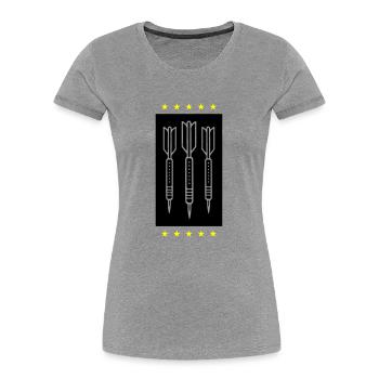 Darts Team Dartpfeile Symbol - Frauen Premium Bio T-Shirt - Grau meliert - Vorne - Mia (176cm)