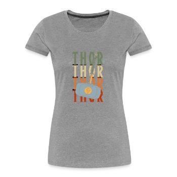 Wikinger Viking Hammer - Frauen Premium Bio T-Shirt - Grau meliert - Vorne - Mia (176cm)