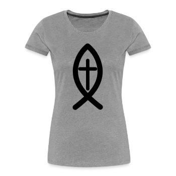 Jesus-Symbol - Frauen Premium Bio T-Shirt - Grau meliert - Vorne - Mia (176cm)