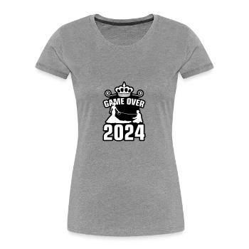 Game Over 2024 Hochzeit - Frauen Premium Bio T-Shirt - Grau meliert - Vorne - Mia (176cm)
