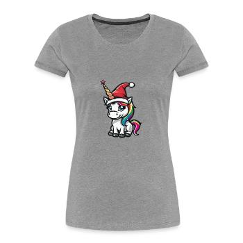 Unicorn Christmas - Women's Premium Organic T-Shirt - heather grey - Front - Mia (176cm)