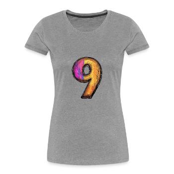 9 Zahl symbol - Frauen Premium Bio T-Shirt - Grau meliert - Vorne - Mia (176cm)