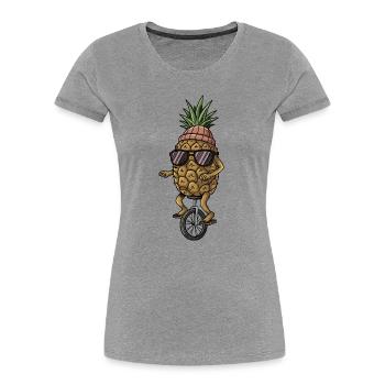 Cool Pineapple Rides Monocycle Vibes - T-shirt bio Premium Femme - gris chiné - Devant - Mia (176cm)