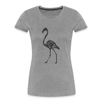 Flamingo Tribal Tattoo - Frauen Premium Bio T-Shirt - Grau meliert - Vorne - Mia (176cm)