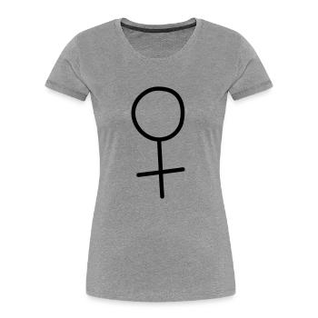 weiblich 2 - Frauen Premium Bio T-Shirt - Grau meliert - Vorne - Mia (176cm)