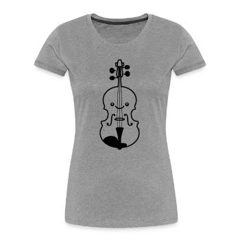 Style de dessin animé au violon - T-shirt bio Premium Femme - gris chiné - Devant - Mia (176cm)