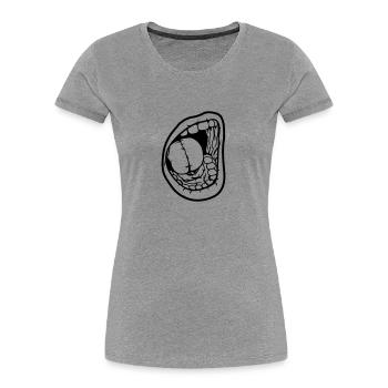 Schreiender offener Mund - Frauen Premium Bio T-Shirt - Grau meliert - Vorne - Mia (176cm)
