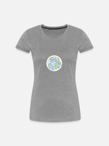 Planet Erde - Frauen Premium Bio T-Shirt - Grau meliert