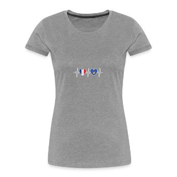 France and Kosovo Kosovo flag Flags - Women's Premium Organic T-Shirt - heather grey - Front - Mia (176cm)