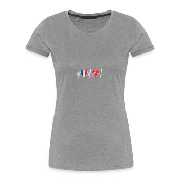 Drapeau turc de la France et de la Turquie - T-shirt bio Premium Femme - gris chiné - Devant - Mia (176cm)