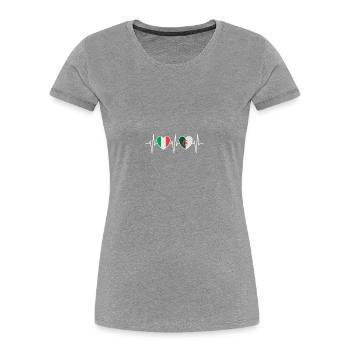 Italie et Algérie Drapeau algérien Drapeaux - T-shirt bio Premium Femme - gris chiné - Devant - Mia (176cm)