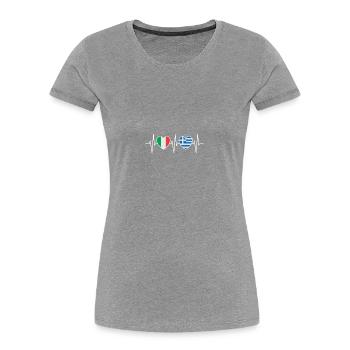 Italie et Grèce Drapeau grec Drapeaux - T-shirt bio Premium Femme - gris chiné - Devant - Mia (176cm)