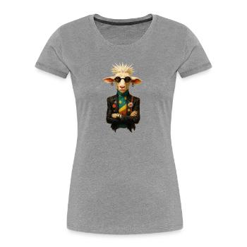 Sheep rock icon in retro style - Women's Premium Organic T-Shirt - heather grey - Front - Mia (176cm)