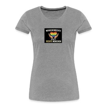 Human rights instead of right-wing people - Women's Premium Organic T-Shirt - heather grey - Front - Mia (176cm)