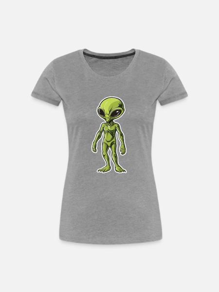 Kleiner Alien - Frauen Premium Bio T-Shirt - Grau meliert