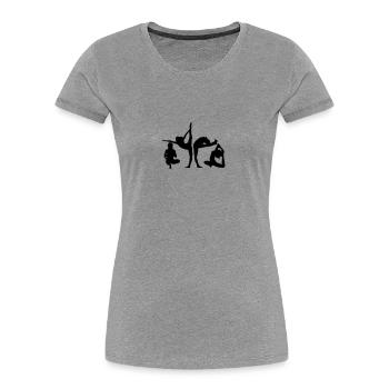4 women in yoga exercise - Women's Premium Organic T-Shirt - heather grey - Front - Mia (176cm)
