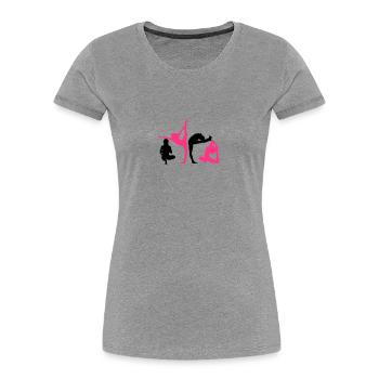 4 women in yoga exercise - Women's Premium Organic T-Shirt - heather grey - Front - Mia (176cm)