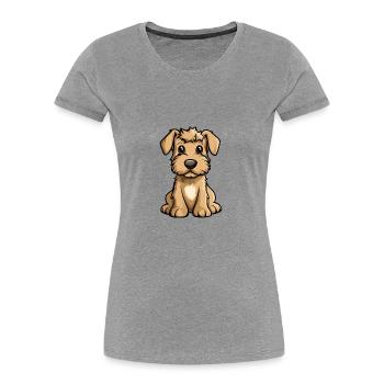 Airedale Terrier Hund Comic Baby - Frauen Premium Bio T-Shirt - Grau meliert - Vorne - Mia (176cm)