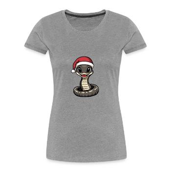Serpent Cobra Noël Noël - T-shirt bio Premium Femme - gris chiné - Devant - Mia (176cm)