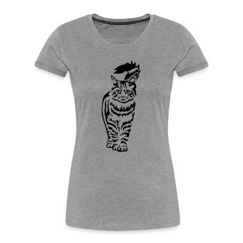 Hauskatze - Katze - Frauen Premium Bio T-Shirt - Grau meliert - Vorne - Mia (176cm)