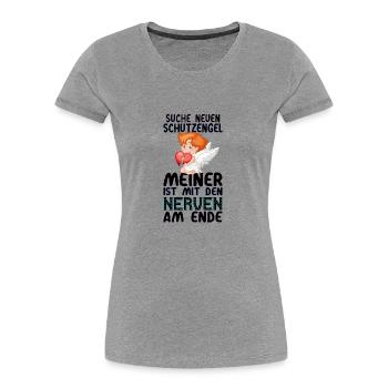 Suche Schutzengel Nerven - Frauen Premium Bio T-Shirt - Grau meliert - Vorne - Mia (176cm)