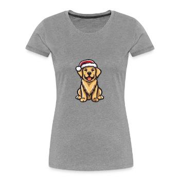 Golden Retriever Hund Weihnachten Lustig - Frauen Premium Bio T-Shirt - Grau meliert - Vorne - Mia (176cm)