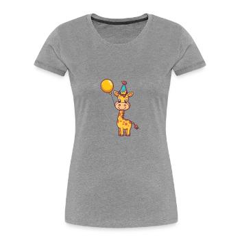 Giraffe Birthday Baby - Women's Premium Organic T-Shirt - heather grey - Front - Mia (176cm)