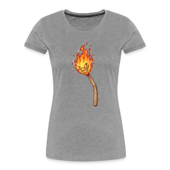 Lodernder Flammenkobold - Frauen Premium Bio T-Shirt - Grau meliert - Vorne - Mia (176cm)