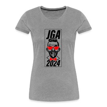 Enterrement de vie de garçon 2024 - T-shirt bio Premium Femme - gris chiné - Devant - Mia (176cm)