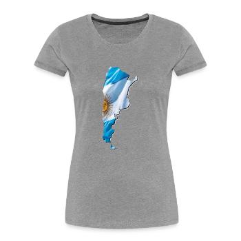 Argentinien Flagge in der Argentinien Landkarte - Frauen Premium Bio T-Shirt - Grau meliert - Vorne - Mia (176cm)
