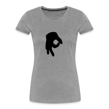 Reingelegt (Handzeichen) - Frauen Premium Bio T-Shirt - Grau meliert - Vorne - Mia (176cm)