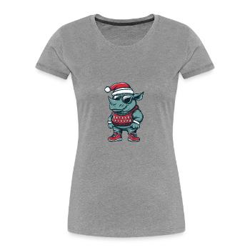 Nashorn Weihnachten X-Mas - Frauen Premium Bio T-Shirt - Grau meliert - Vorne - Mia (176cm)