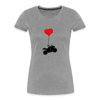 Moto avec cœur - T-shirt bio Premium Femme - gris chiné - Devant - Mia (176cm)